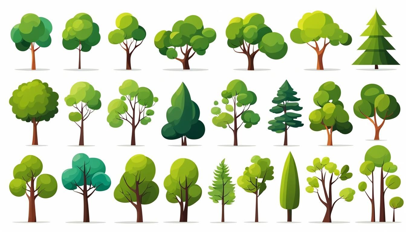 Simplified Green Trees in Flat Style for Modern Applications