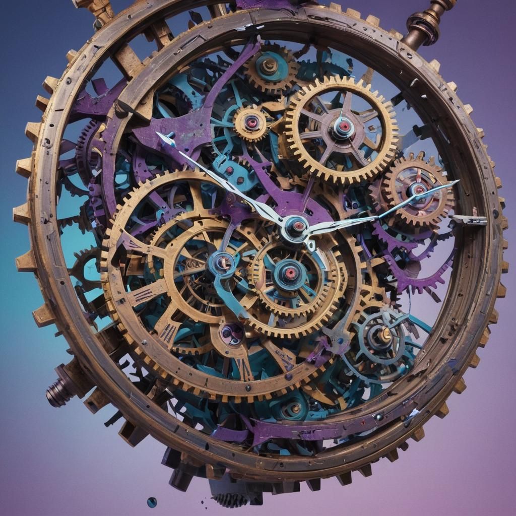 Surreal, Hyperrealistic Clock in Mid-Air, 8K Concept Art