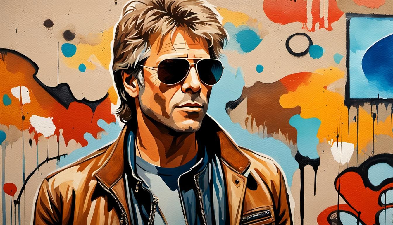 Jon Bon Jovi in Vibrant Street Art Setting