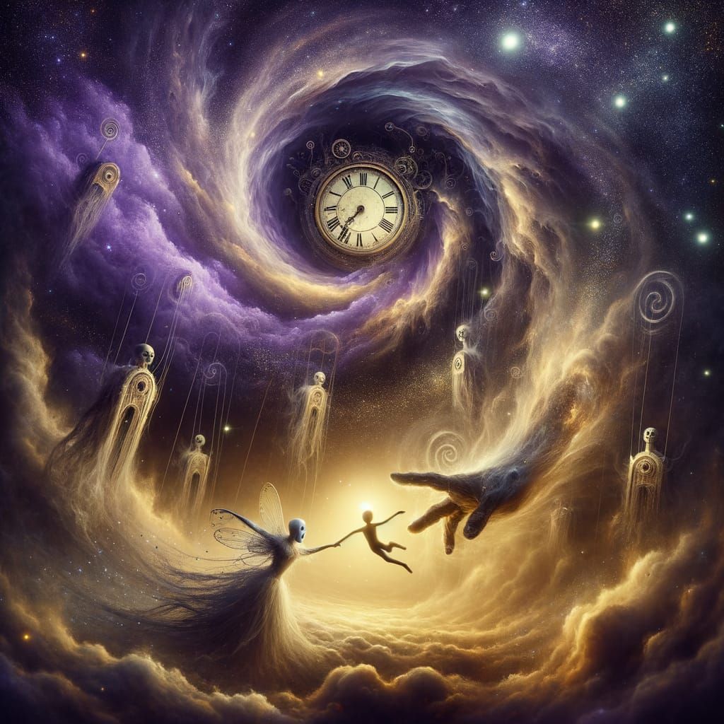 Surreal Nightmare Scene Unfolds Under Swirling Clock in the ...