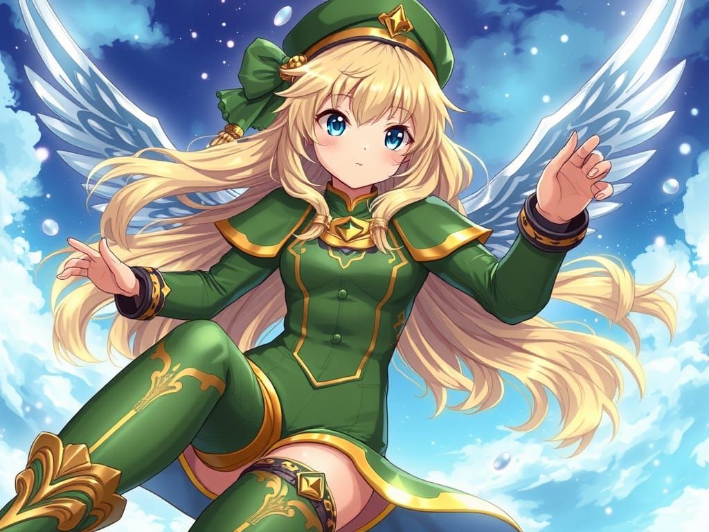 Floating Valkyrie in Anime Style