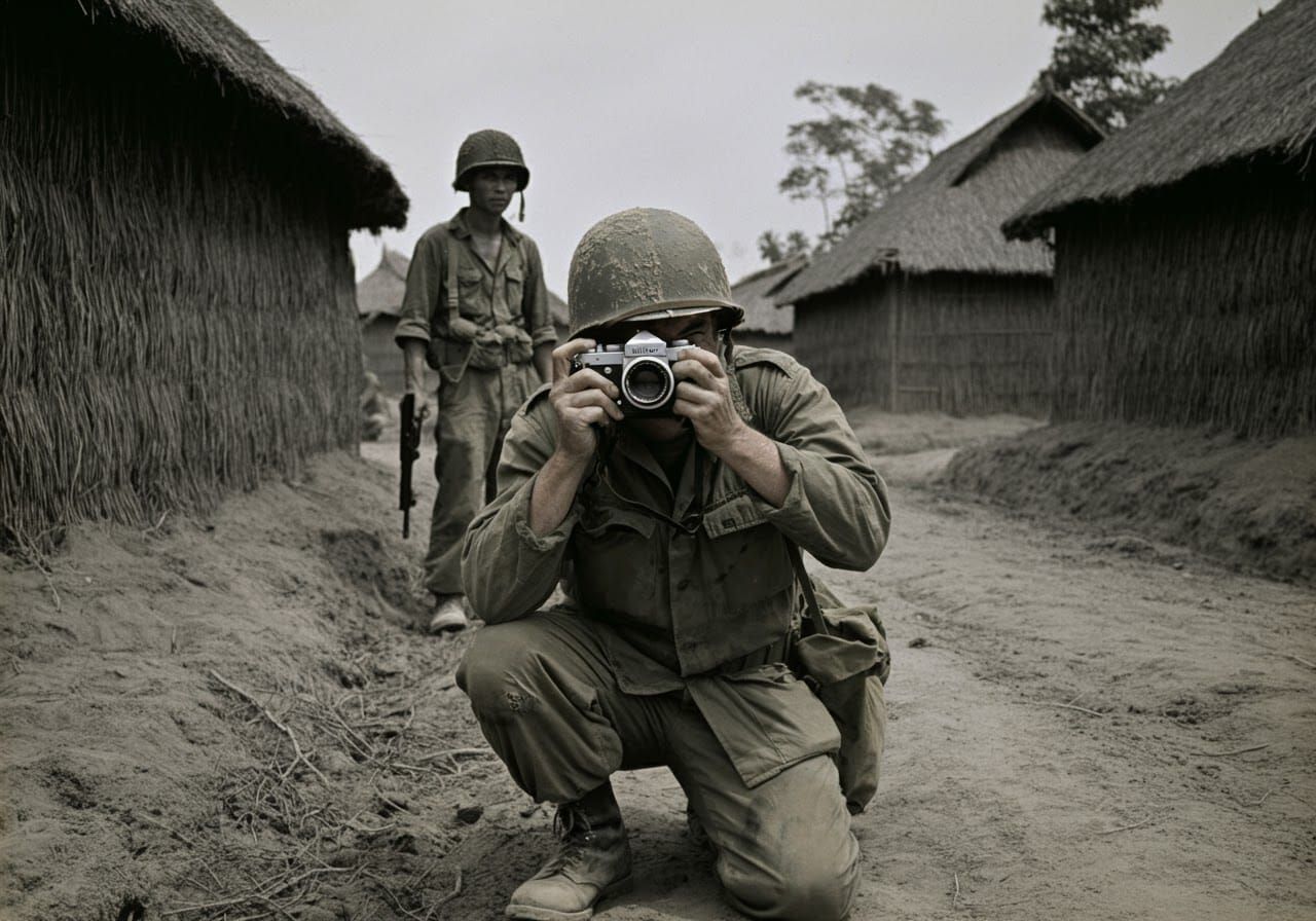 War Photographer in Vietnam War Zone
