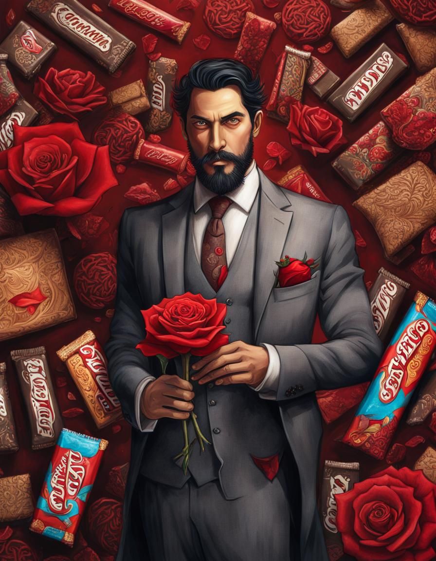 Elegant Man Amidst Whimsical Fantasy