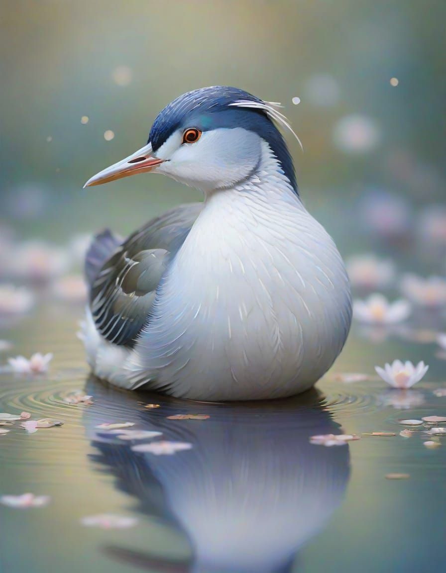 Soft Pastel Waterhen in Ethereal Quantum Glow