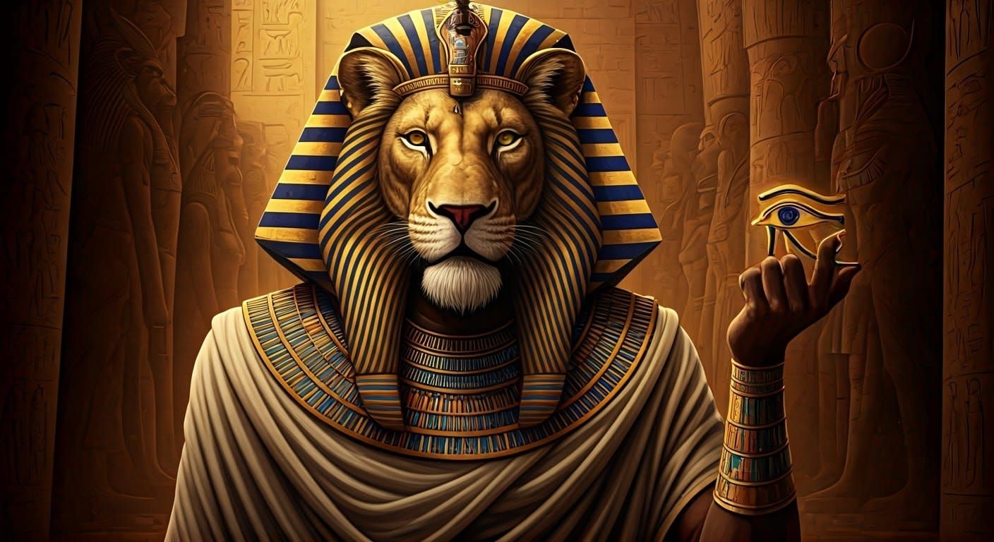 Lion Headed God Nefertem at Temple of Seti