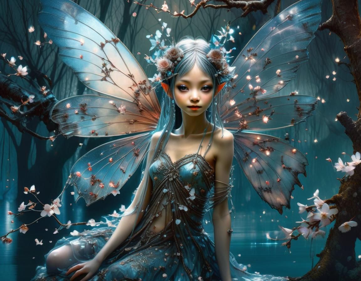 Whimsical Cherry Blossom Fairy in Ethereal Digital Painting....