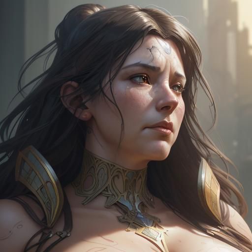 Sensual Mature Goddess in Vibrant Triadic Colors