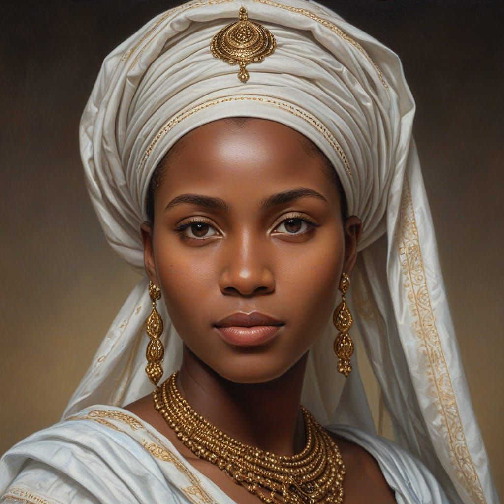 Comorian Woman Portrait in Rubens Oil Painting Style