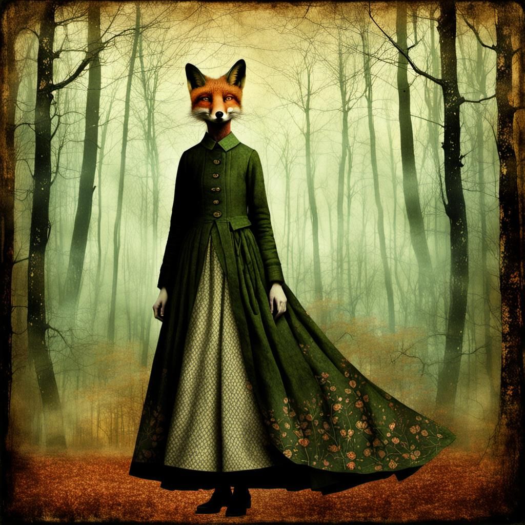 Fox in a Forest Scene, in Realistic Style