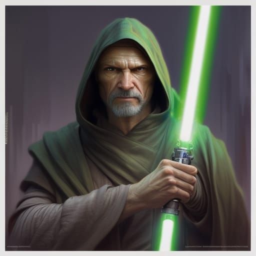 Epic Cyberpunk-Inspired Jedi Knight Portrait