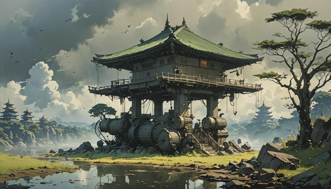 Cyberpunk Fantasy Scene in Dark Fantasy Style