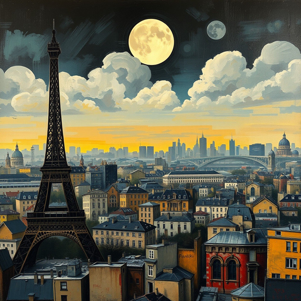 Ethereal Parisian Metropolis in a Modern Art Synthesis