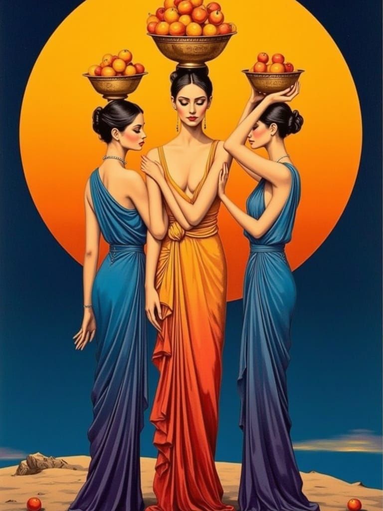 Ethereal Goddesses in Celestial Harmony