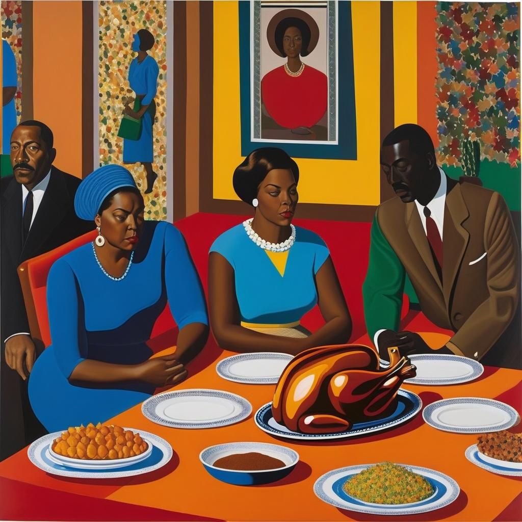 Thanksgiving Scene in Vibrant Color