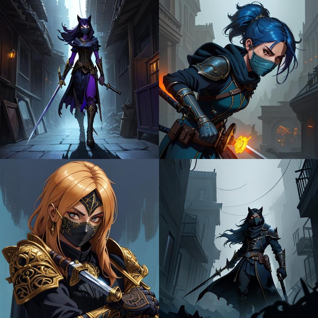 Fantastical Catfolk Vigilante in a Detailed, Matte Painting....