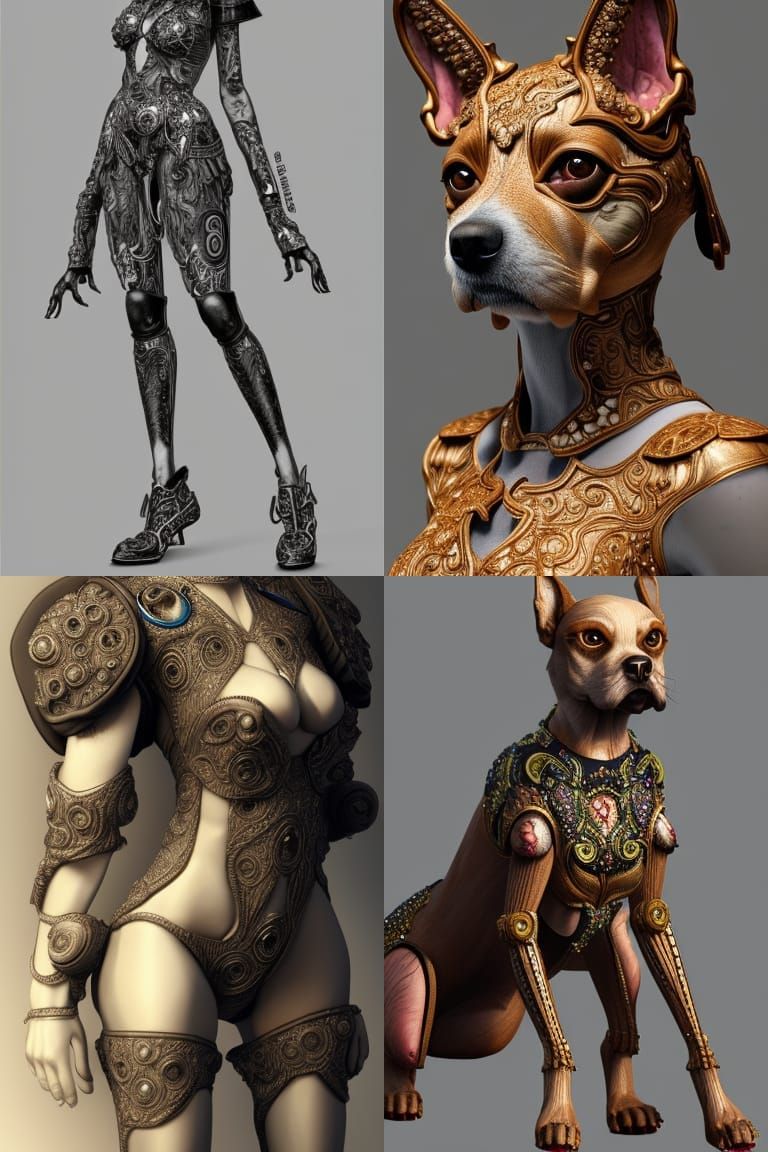 Gorgeous Dog Humanoid Female in a Beautiful, Intricately Det...
