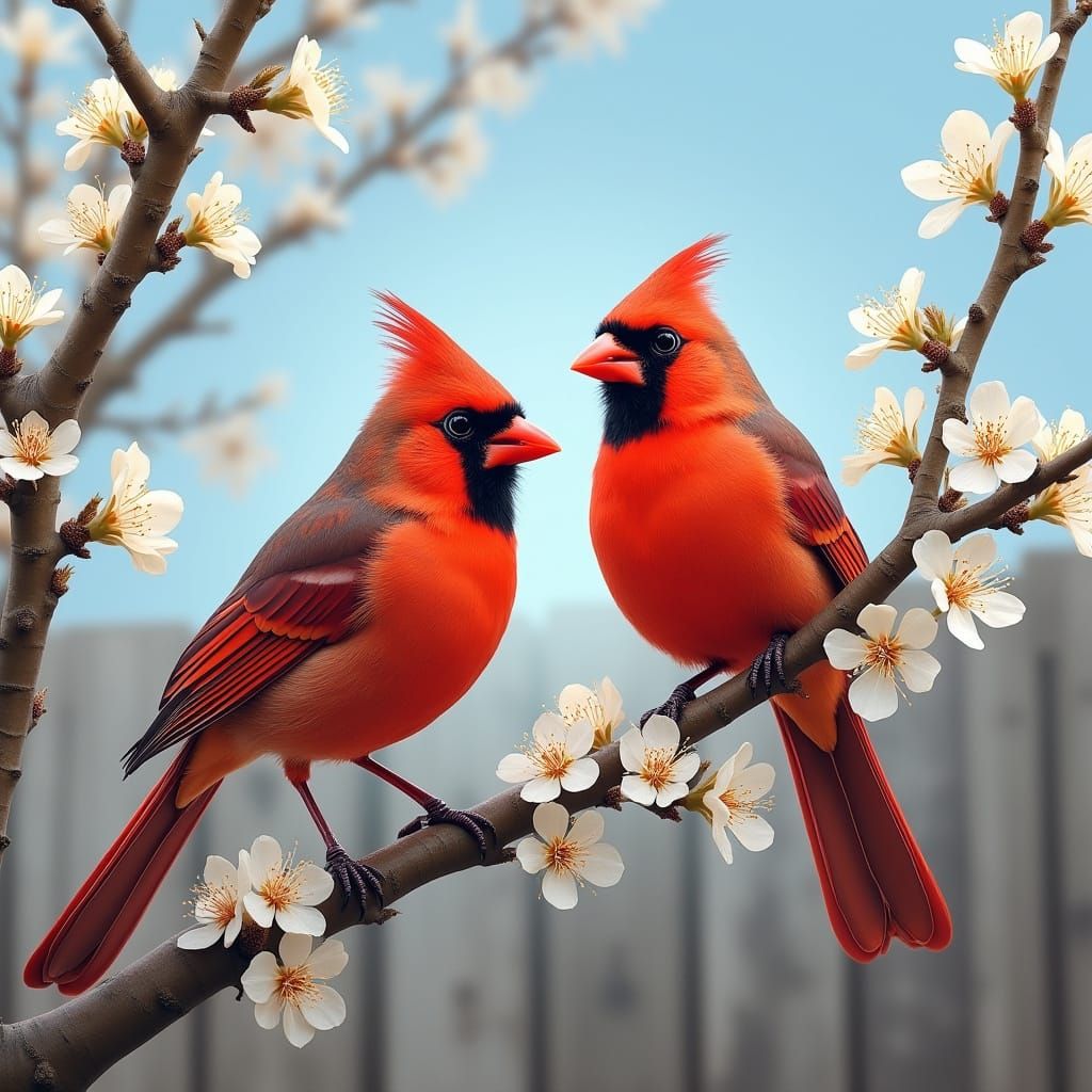 Serene Birds in Blossoming Spring