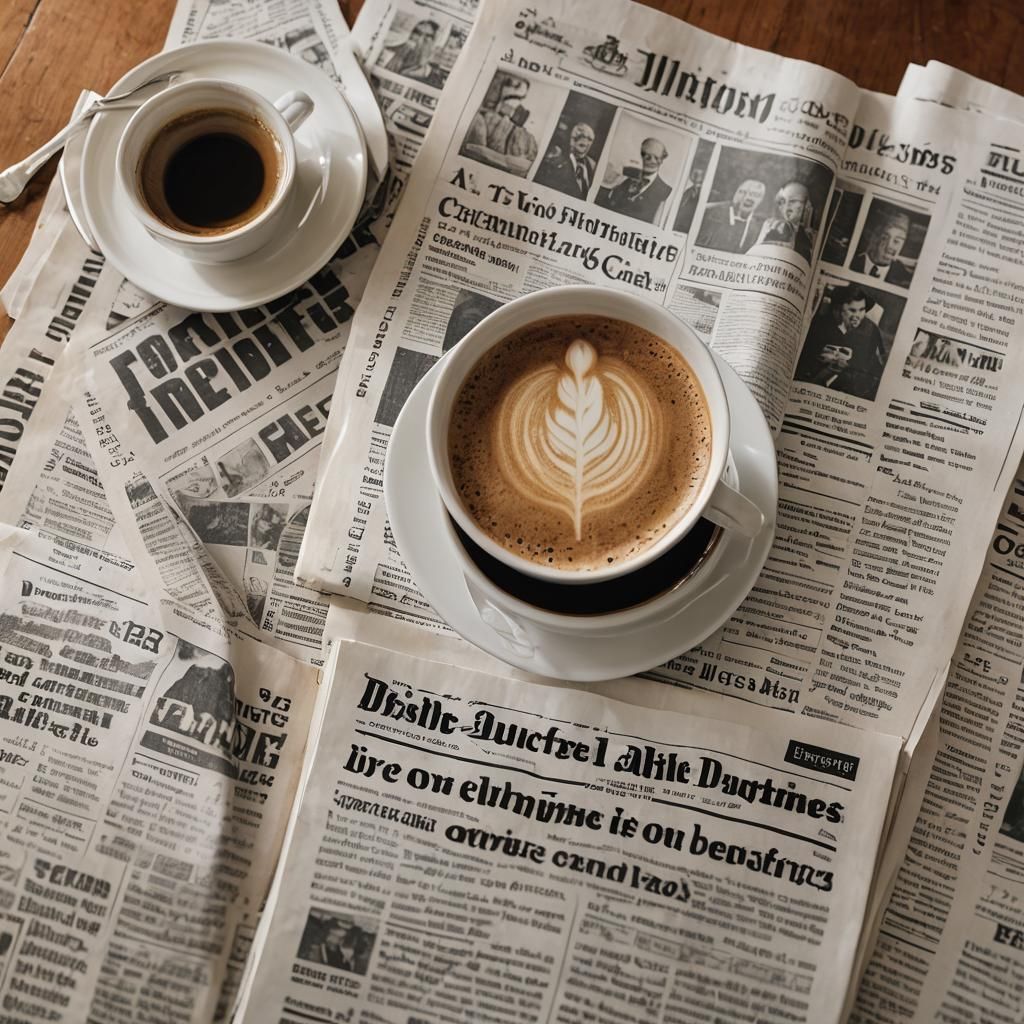 Morning Newspaper and Coffee Scene