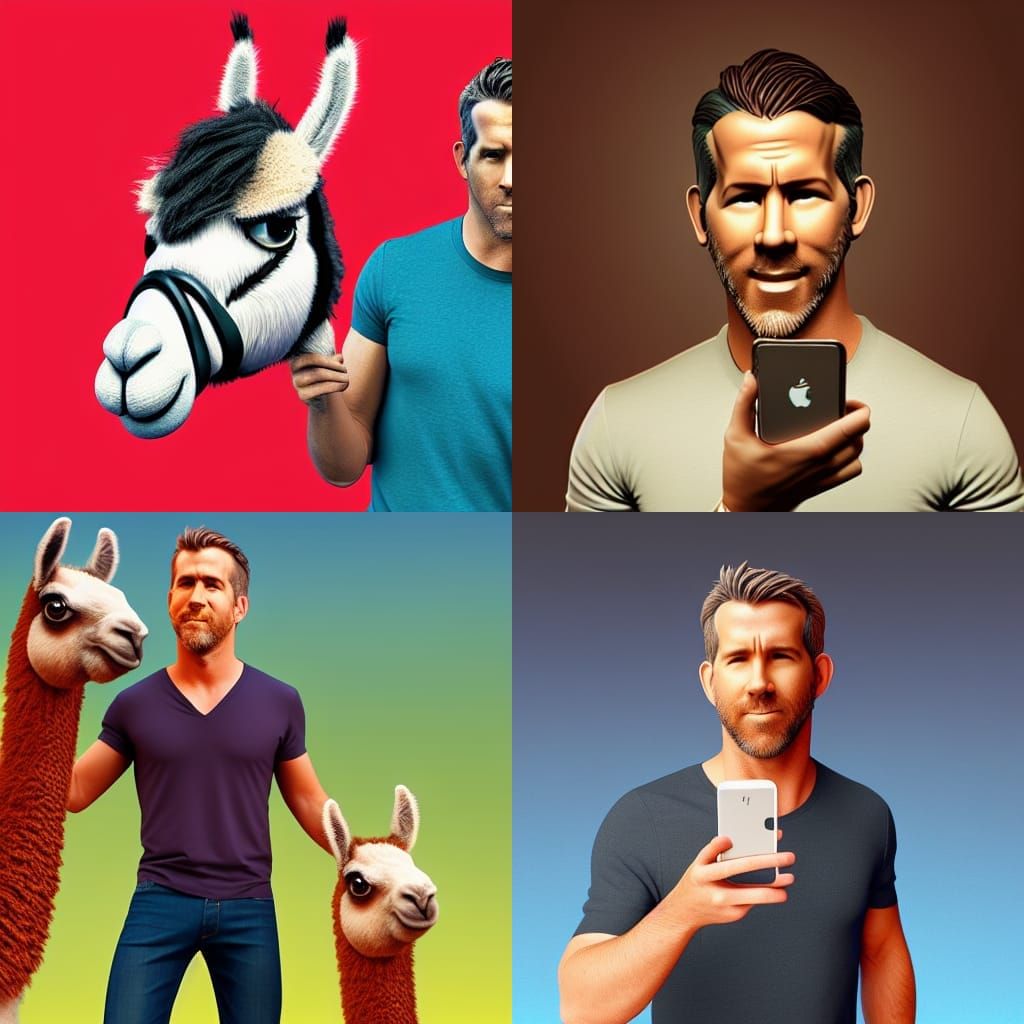 Ryan Reynolds as a Suave Industrial Llama in a Vibrant Digit...