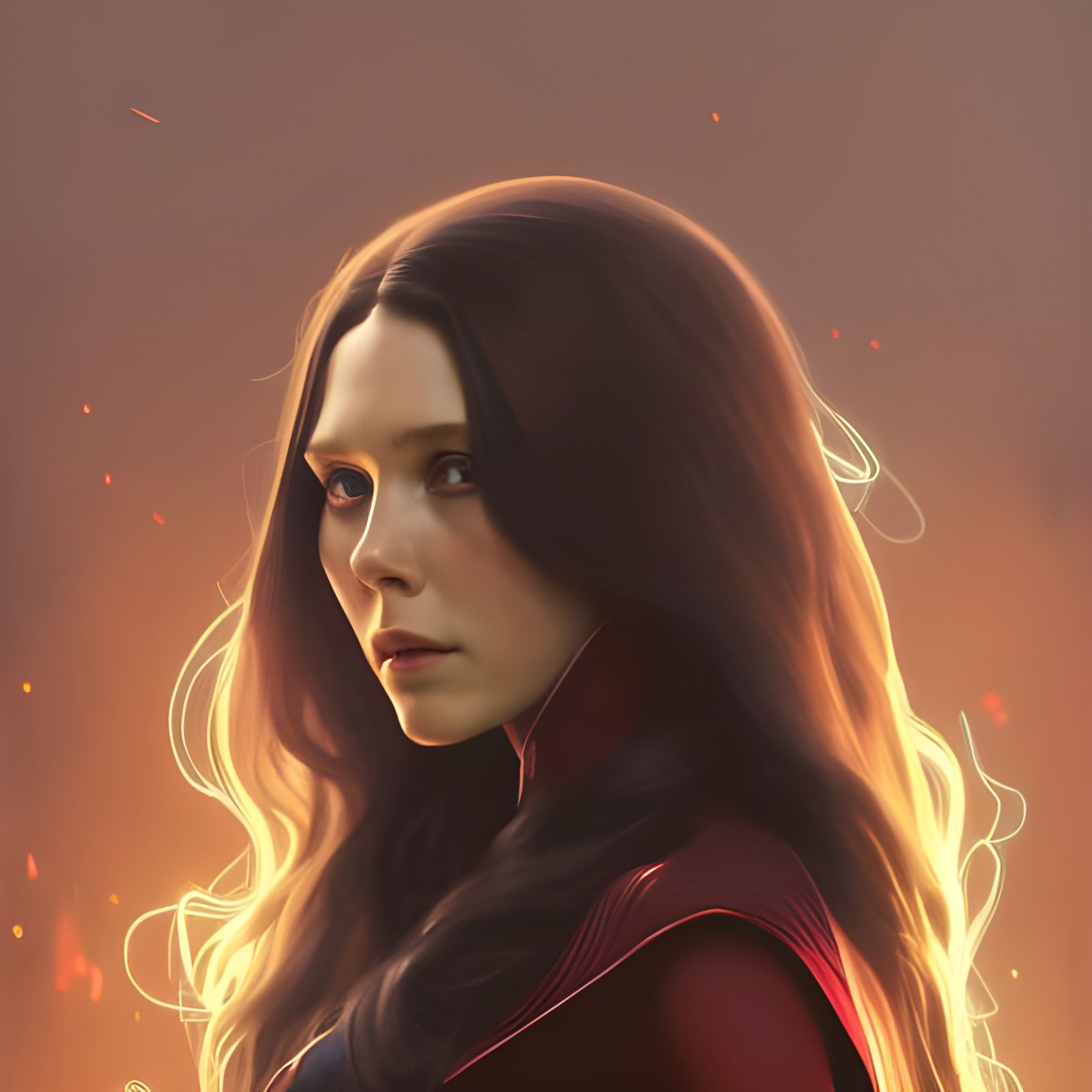 Luminous Portrait of Wanda Maximoff in Triadic Colors