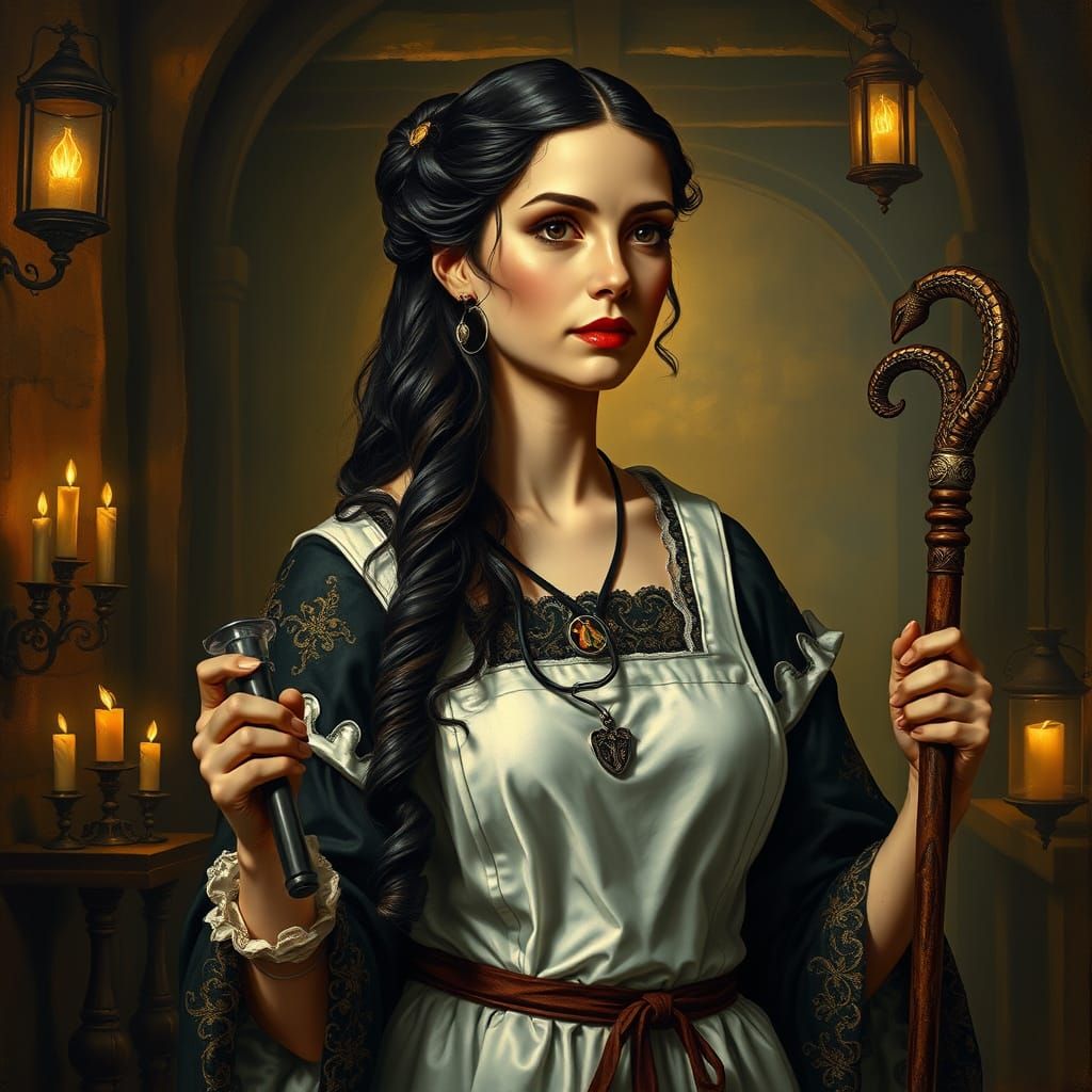 Renaissance Lady in Medieval Hospital Attire