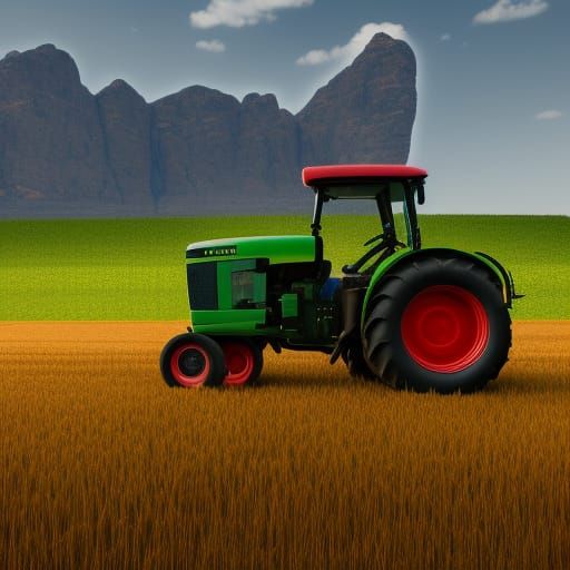 Tractor Harvesting Field: Detailed Matte Painting