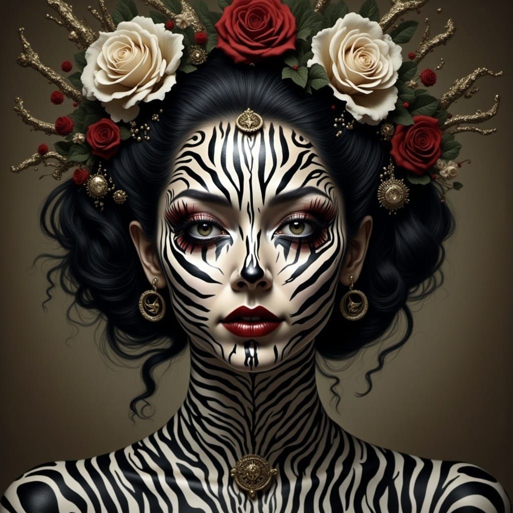 Cyberpunk Princess with Zebra Print Makeup