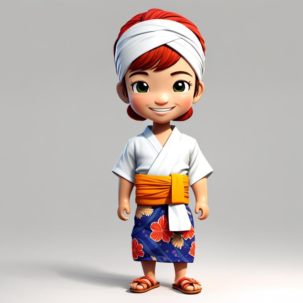 white bg, png, chuck norris as a cute momiji doll, 3d anime,...