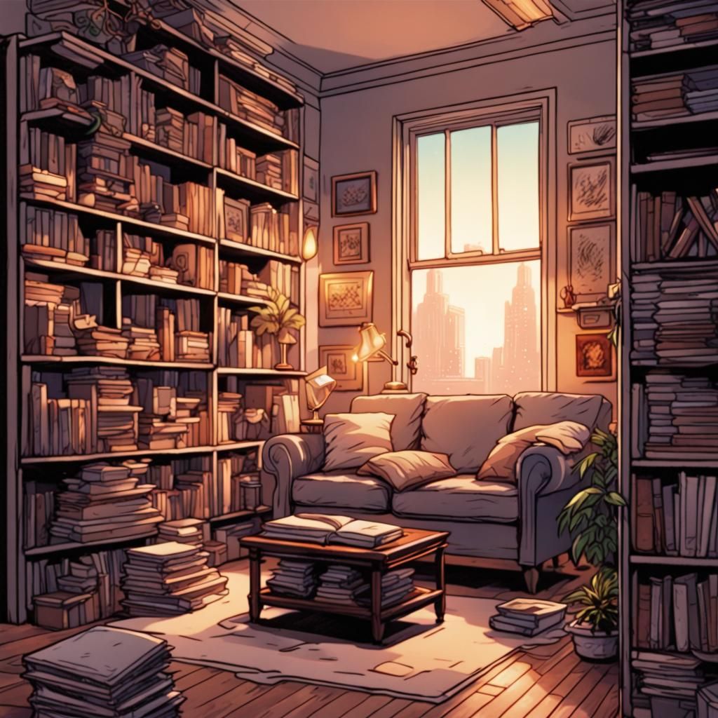 Whimsical Study Nook in Anime Style