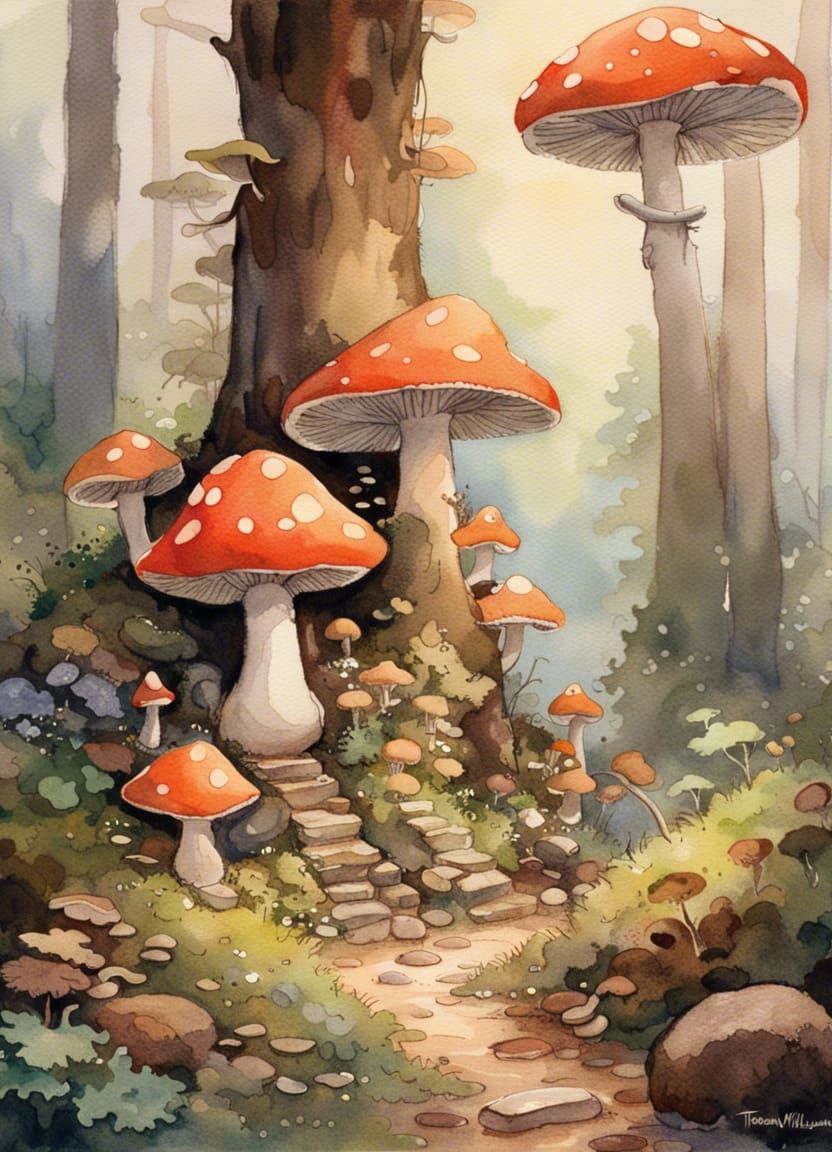 Whimsical Forest Glade in Watercolor