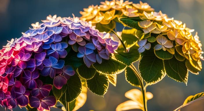 Ethereal Steampunk Hydrangea in Golden Hour