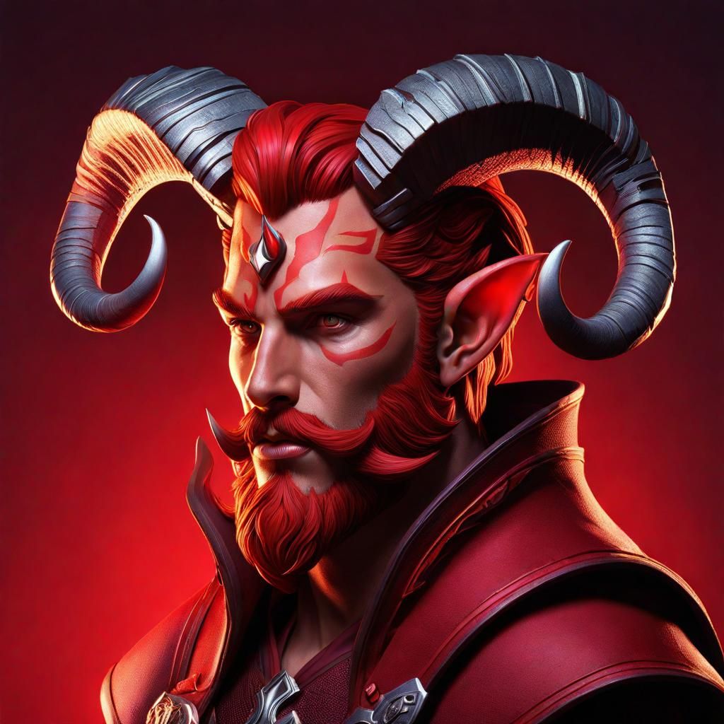 Ethereal Male Tiefling in Stormy Landscape