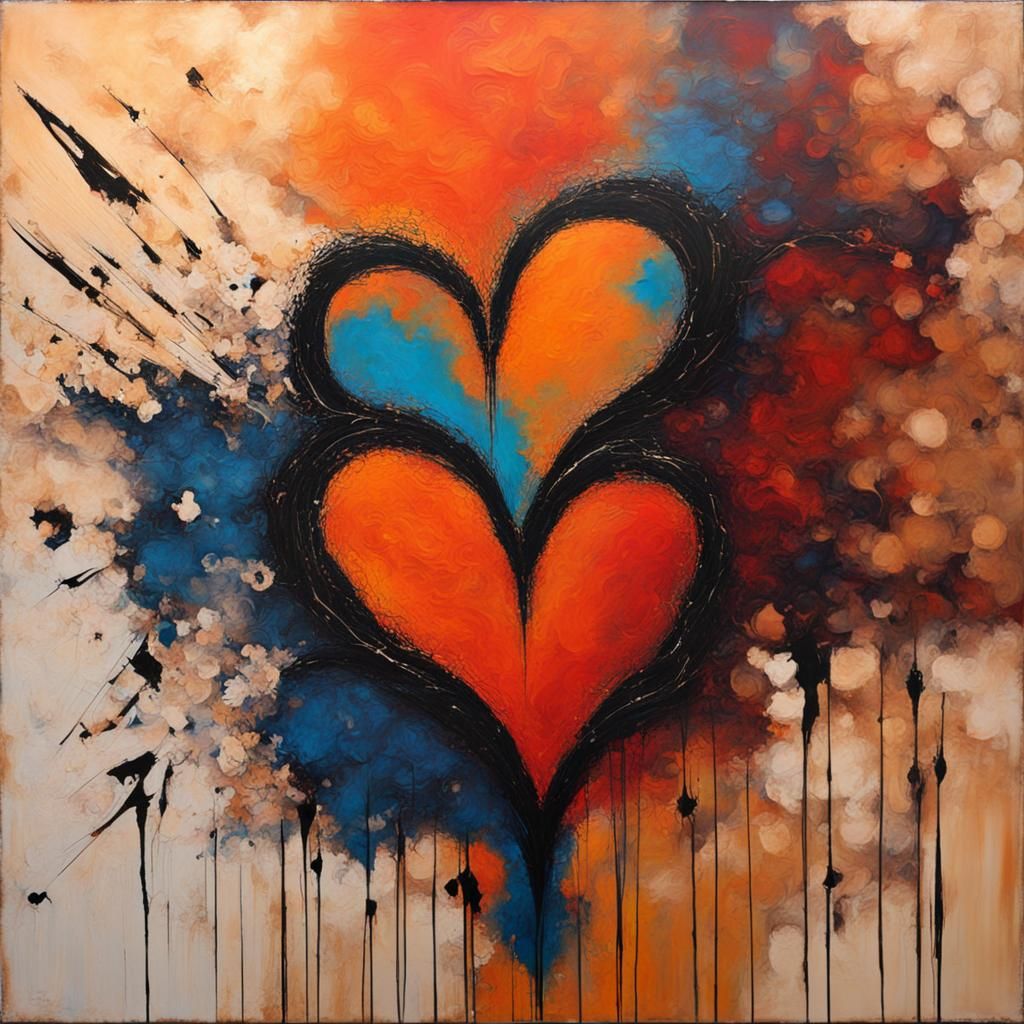 Passionate Abstract Love Embraced in Vibrant Colors