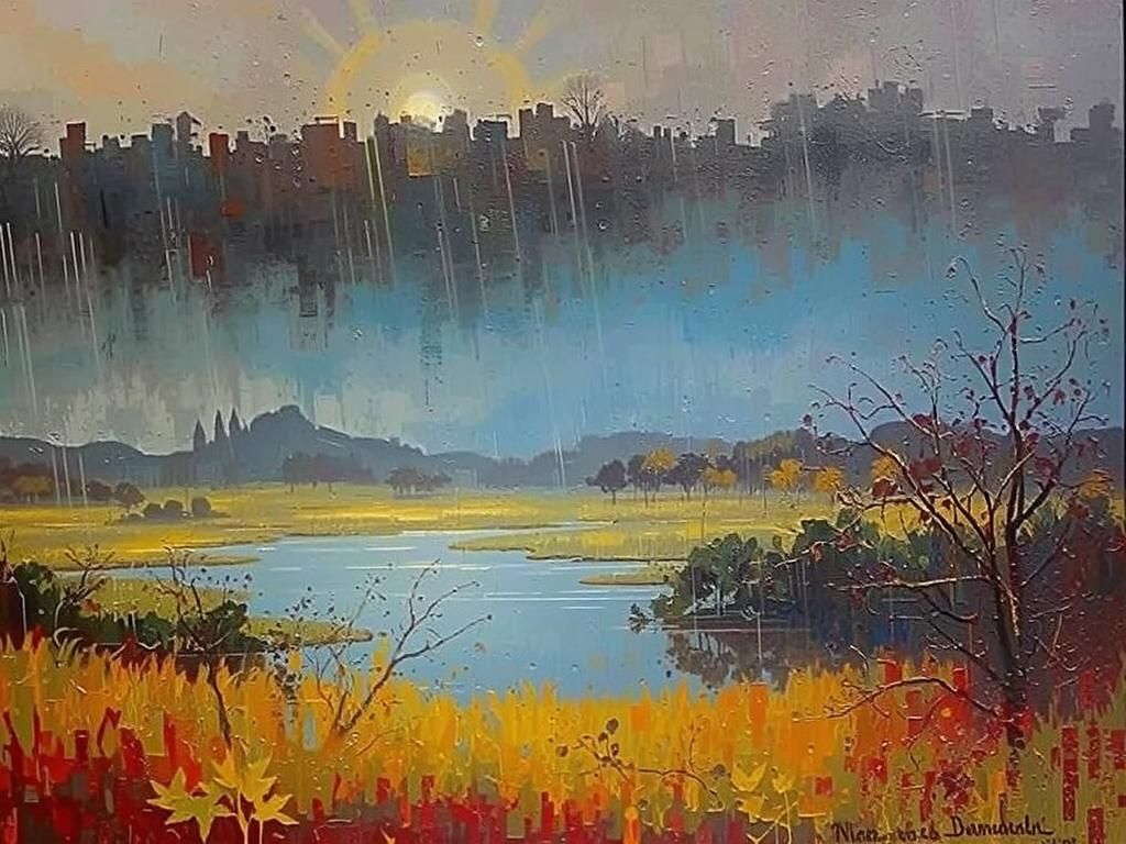 Scottish Autumn Landscape Shines in Evening Light, in Tradit...