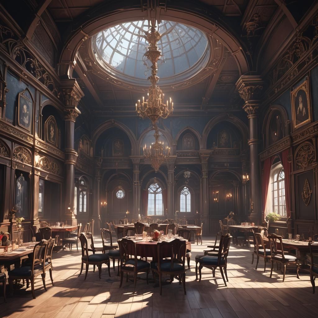Vampire Banquet in a Gothic Mansion Through a Keyhole