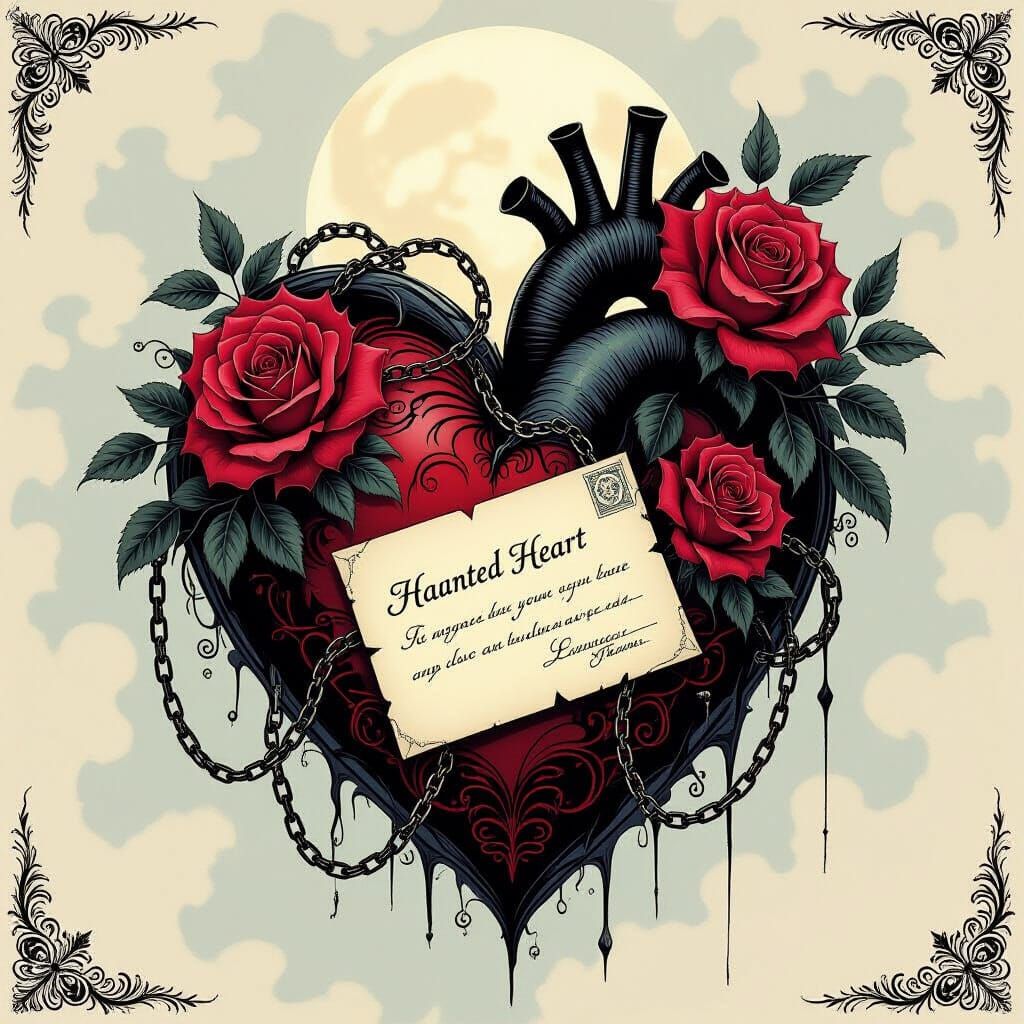 Ethereal Haunted Heart in Moonlight