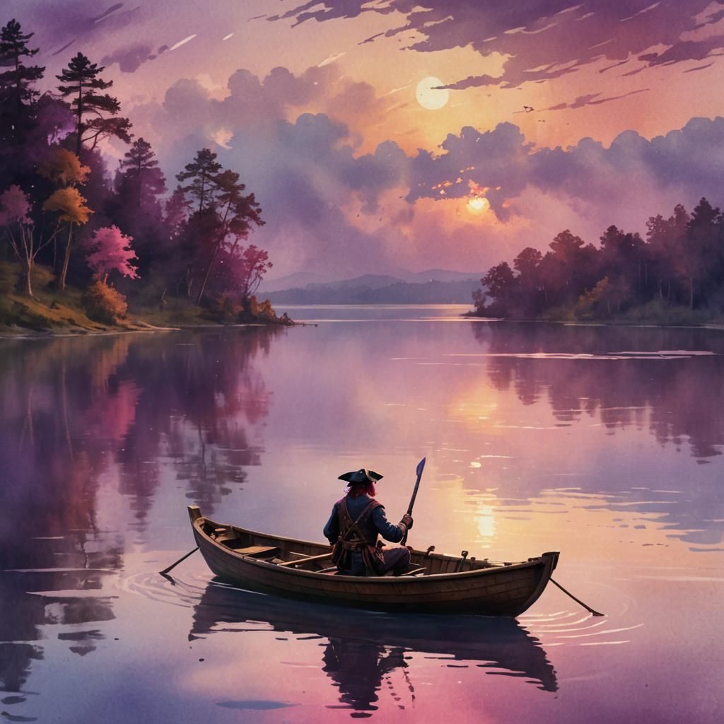 Pirate Sings Lullaby Under Golden Sunset