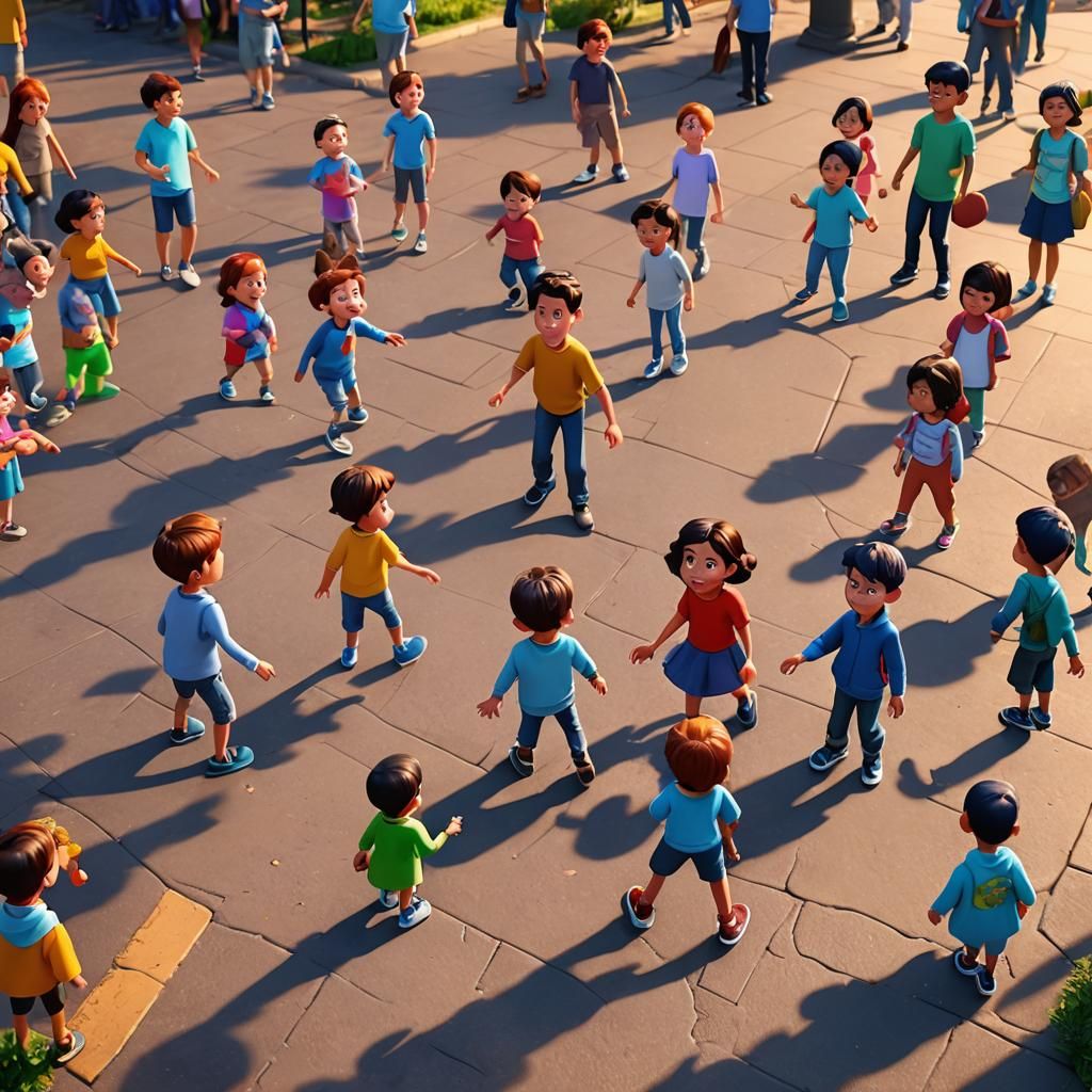 Whimsical Children's Outdoor Adventure in Vibrant 3D Digital...