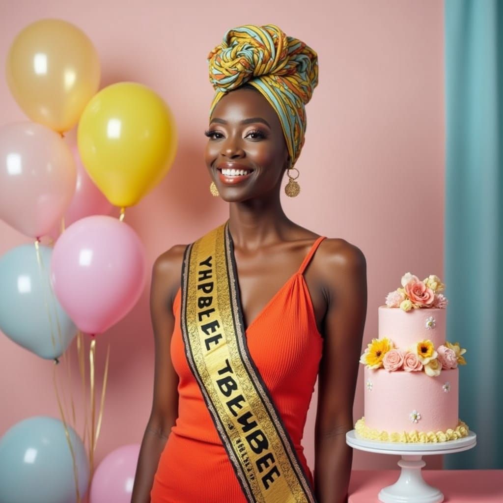 Vibrant Nigerian Woman Celebrates Birthday in Colorful Style