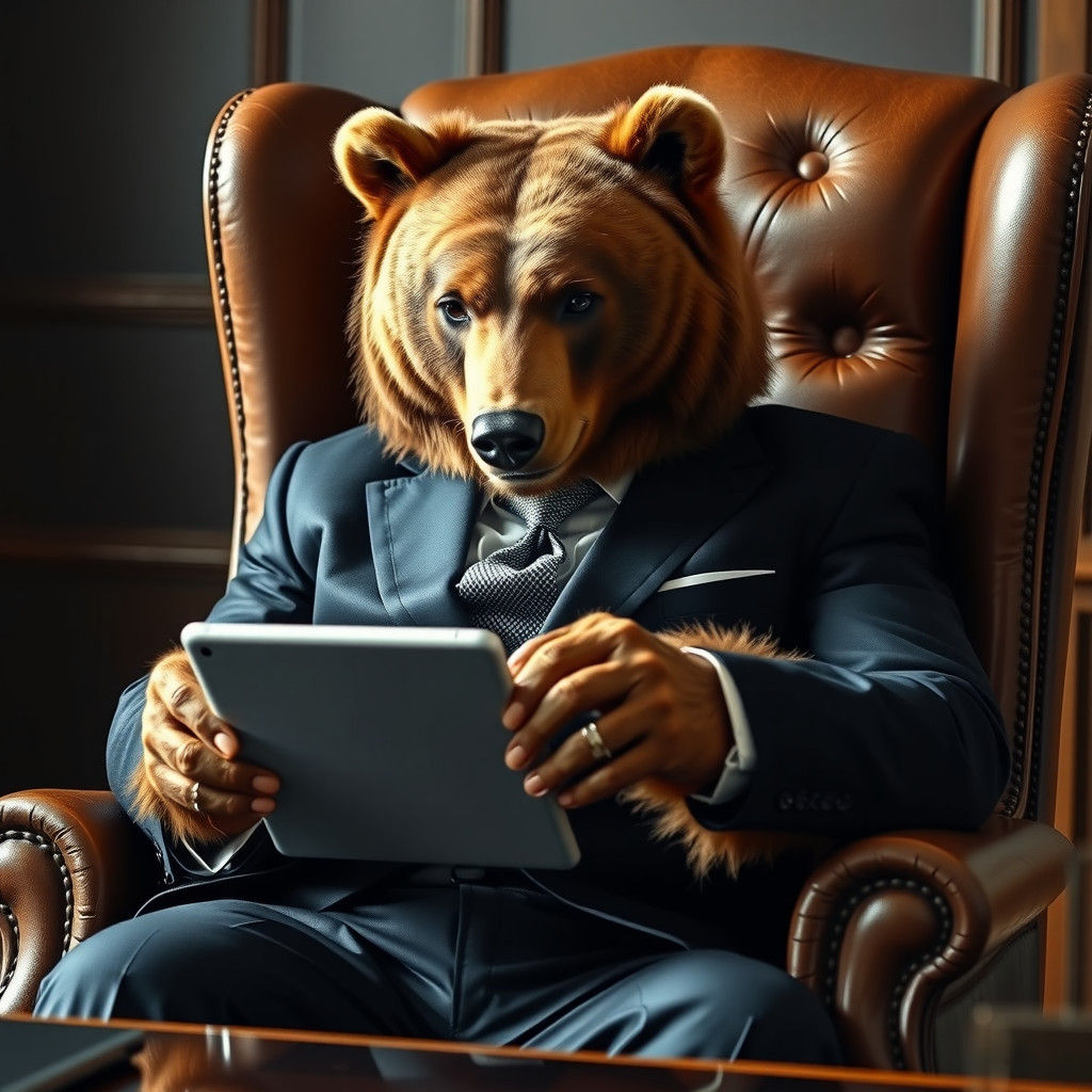 A Sophisticated Brown Bear in a Corporate Setting, in Cinema...