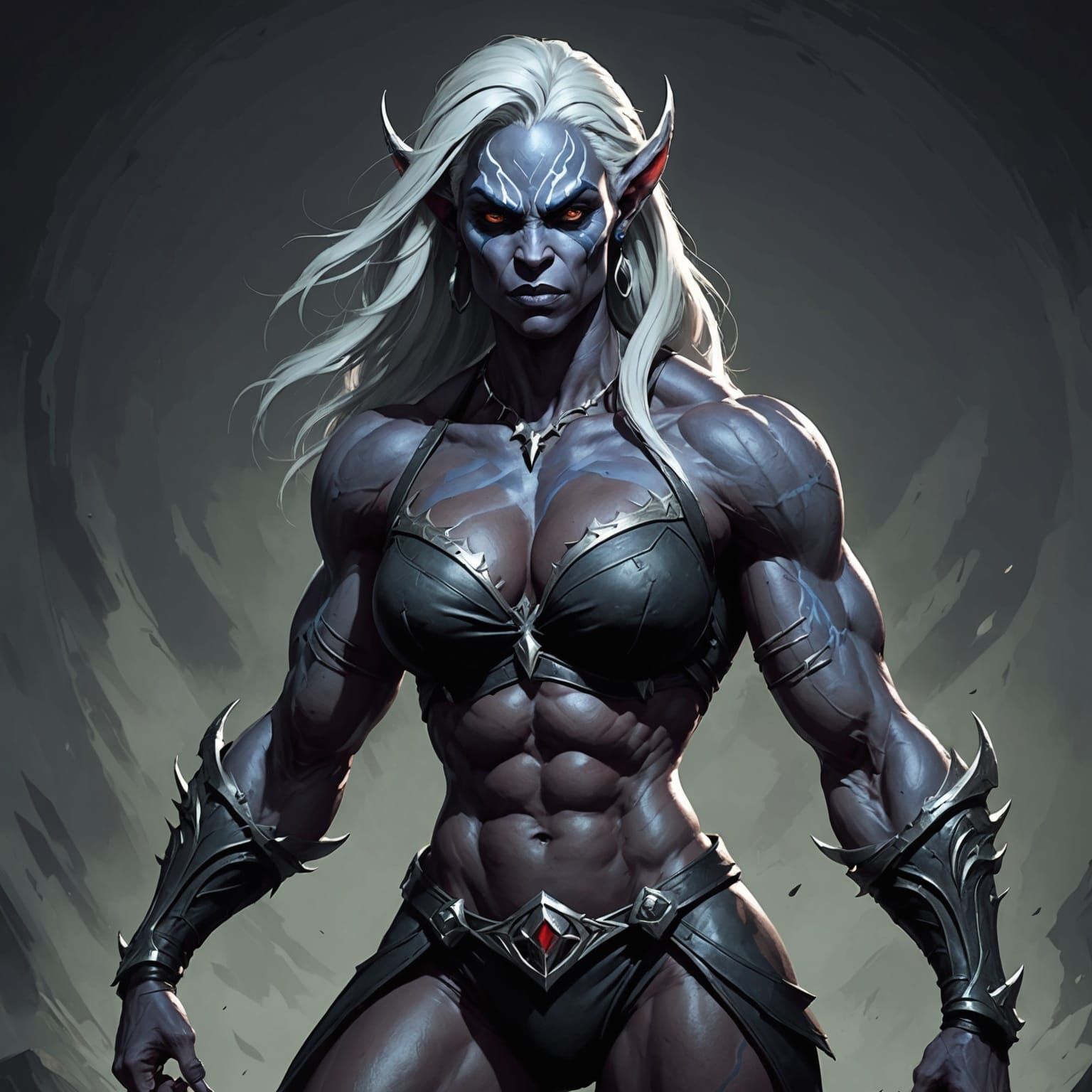 Dark Fantasy Drow Warrior, Masterpiece Concept Art