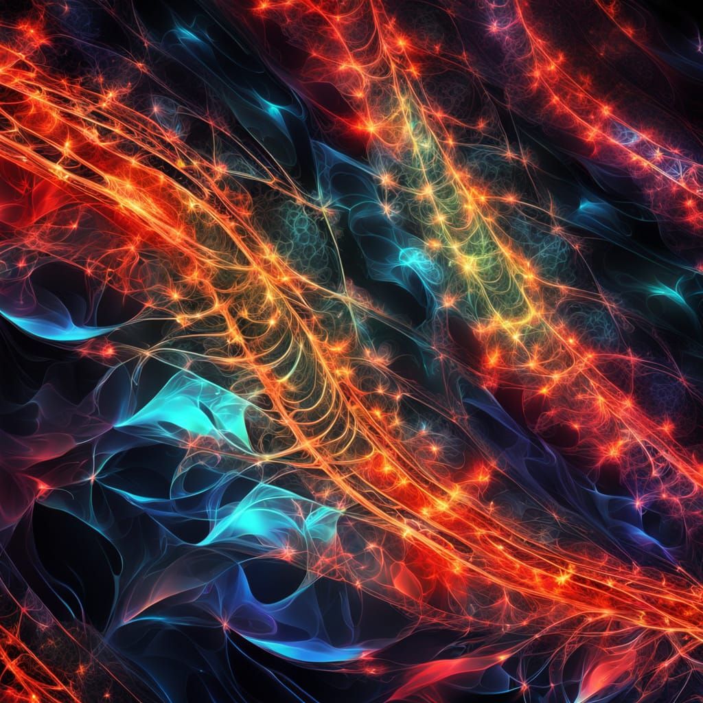 Vibrant Neon Fractal Art in Cosmic Space
