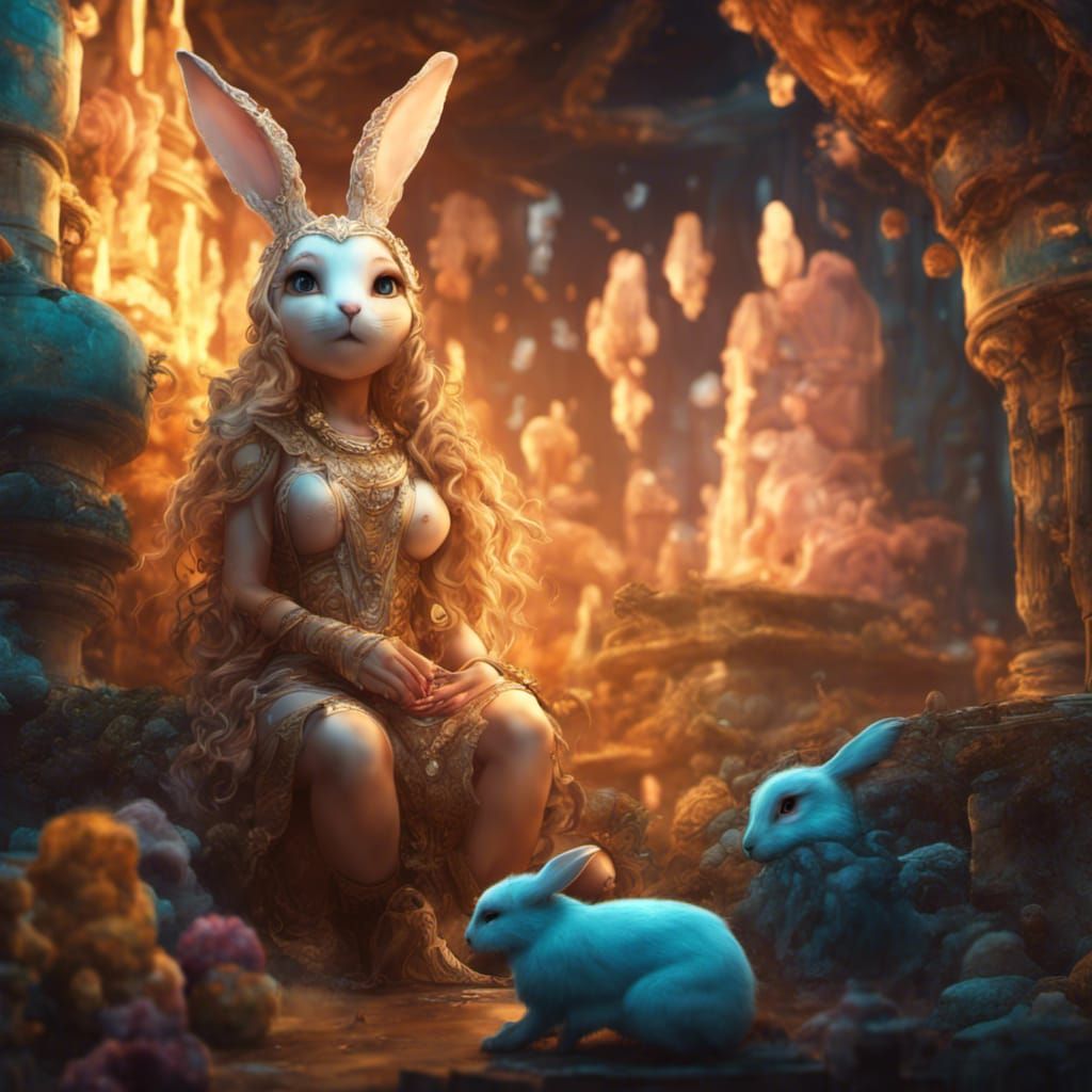 Goddess Rabbit in Epic Chibi Digital Painting