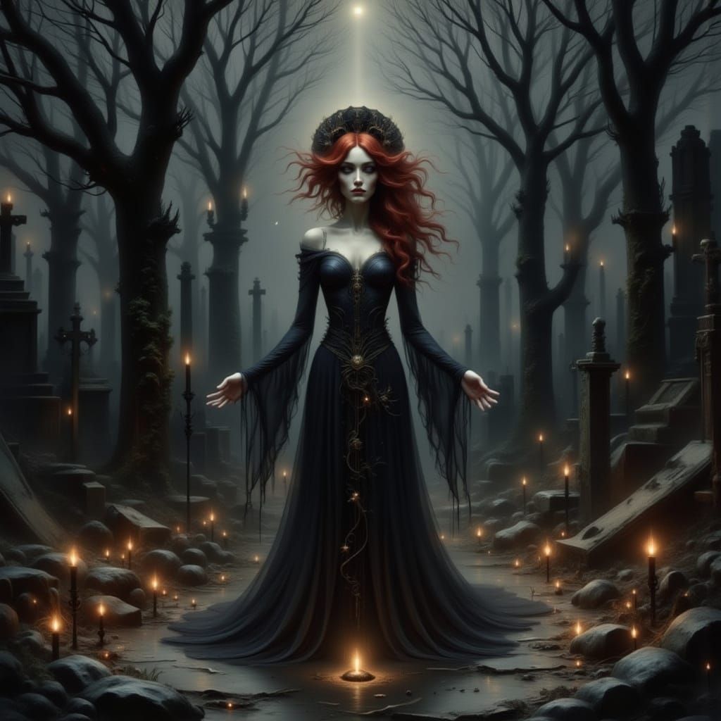 Faerie Witch Summoning Spirits in Dark Fantasy Art