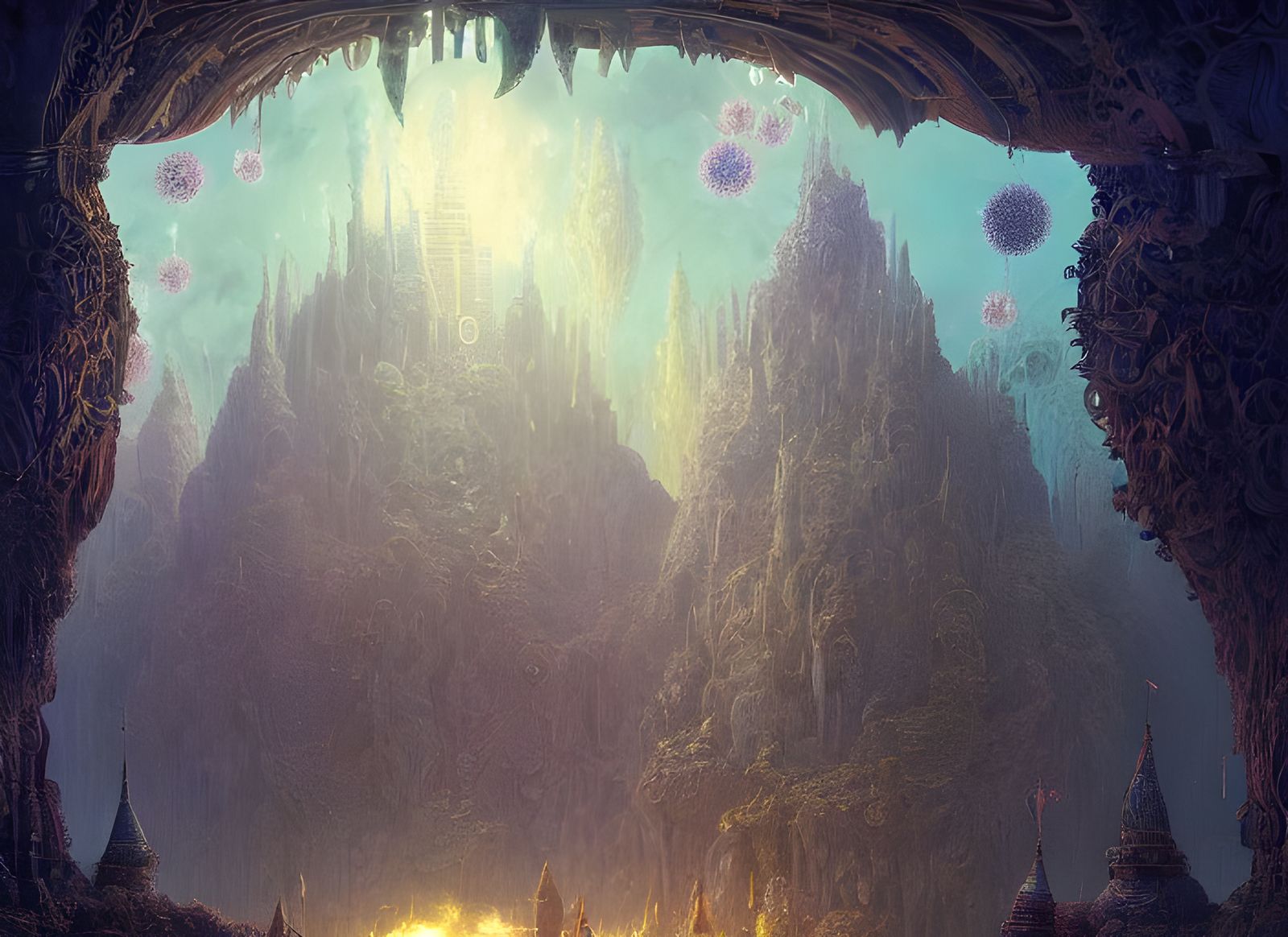 Ethereal Fantasy Landscape in Vibrant Digital Art