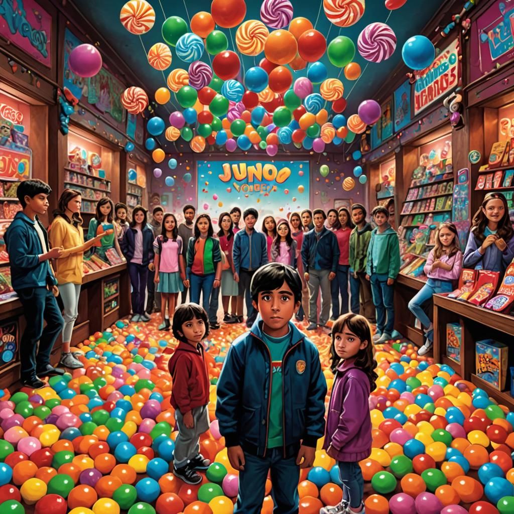 Children in a Vibrant Candy Wonderland