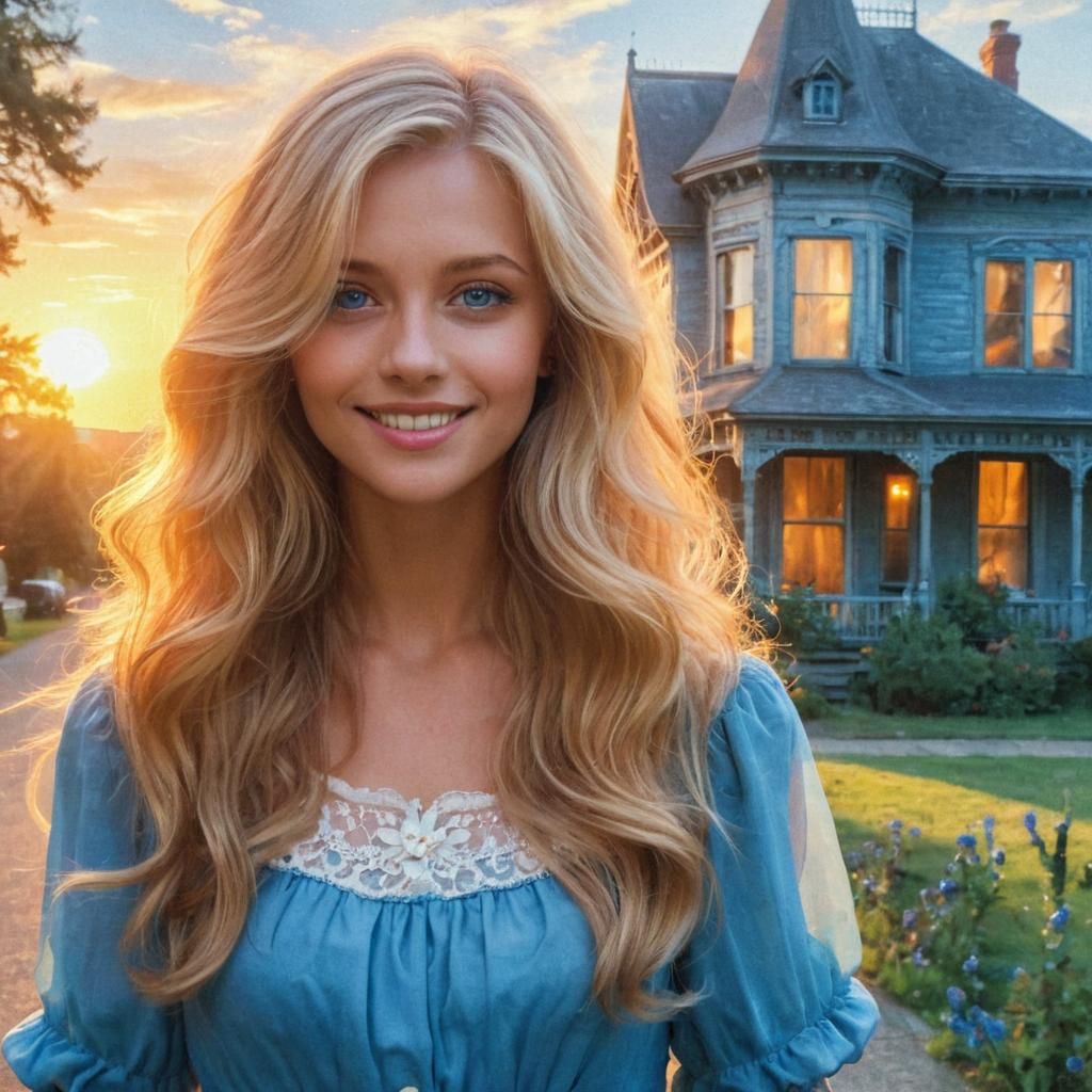 Beautiful Woman in Victorian Elegance