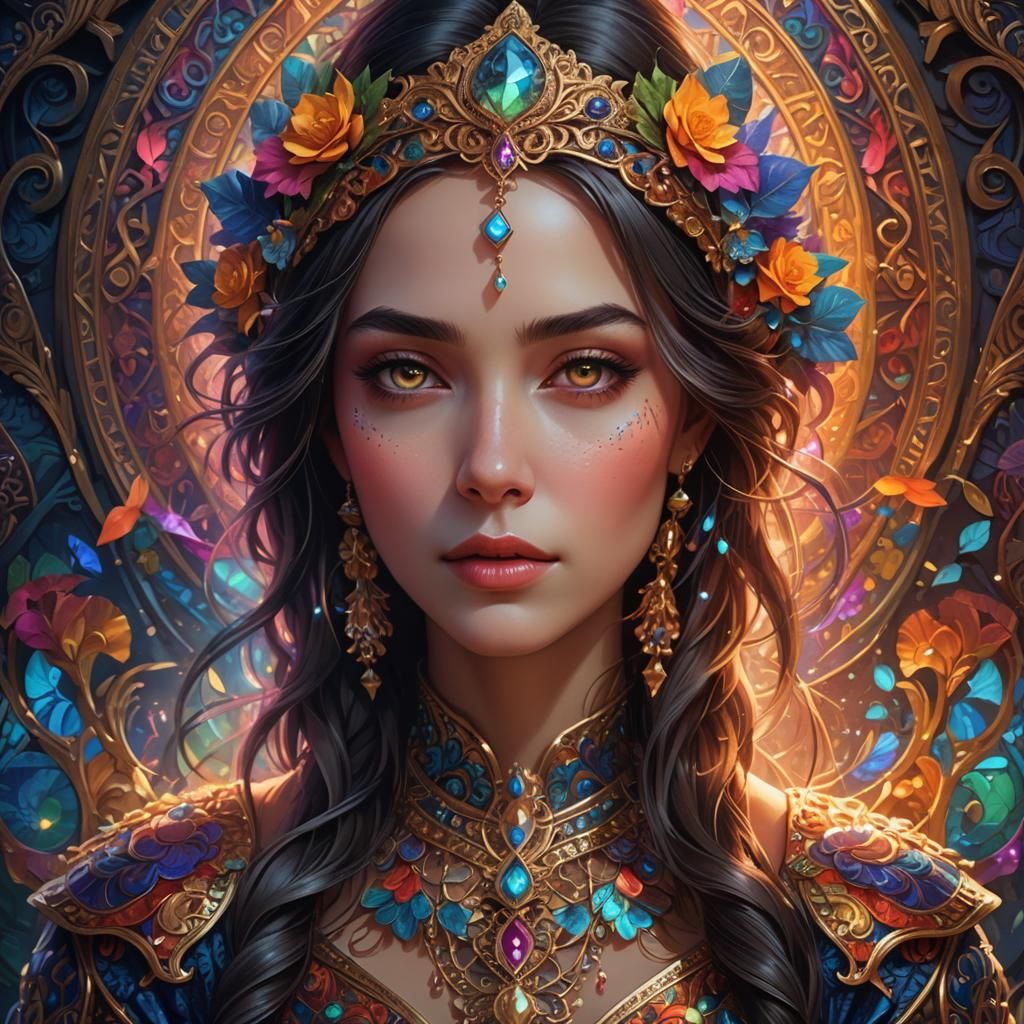 Resplendent Woman in Opulent Fantasy Realm