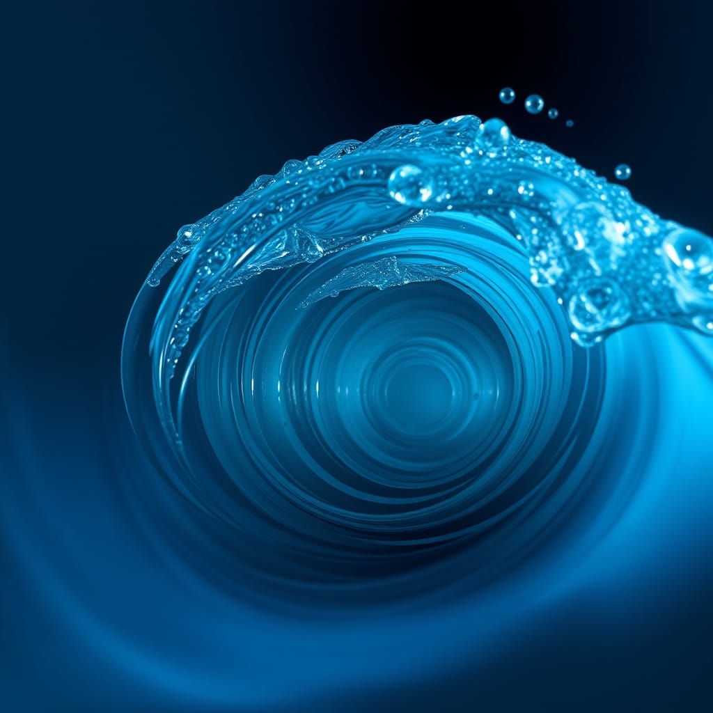 Surreal Wave Rises from a Glowing Droplet in Deep Fantasy Co...
