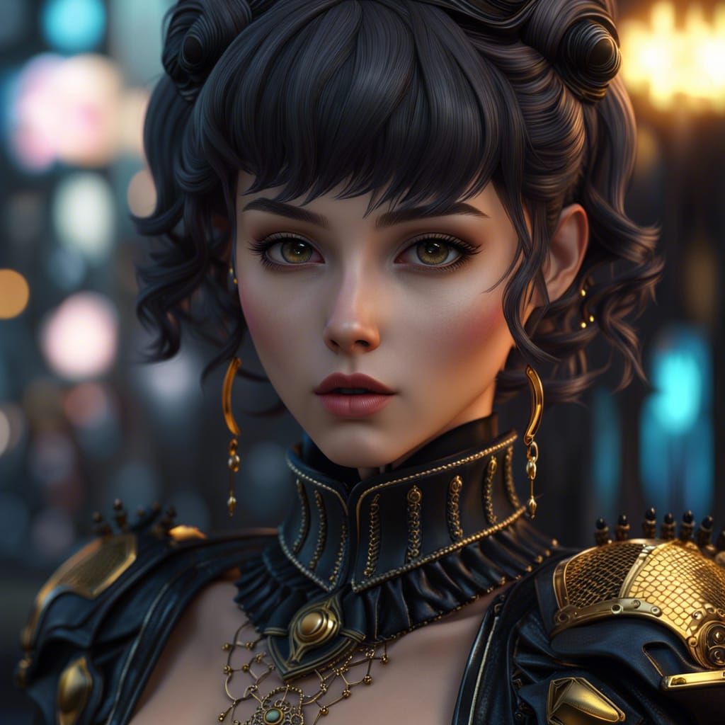 Vibrant Anime Goddess in Rococo Gothic Fantasy